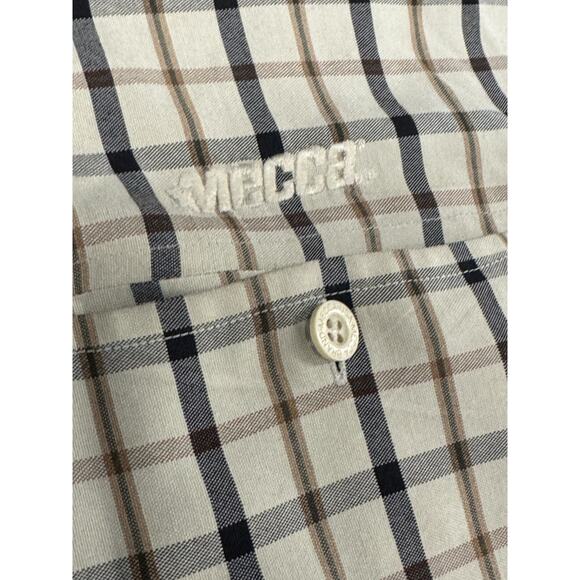 Vintage Y2K Mecca Men's Polyester Rayon 2XL Tan Plaid Long-Sleeve Streetwear - Picture 5 of 11